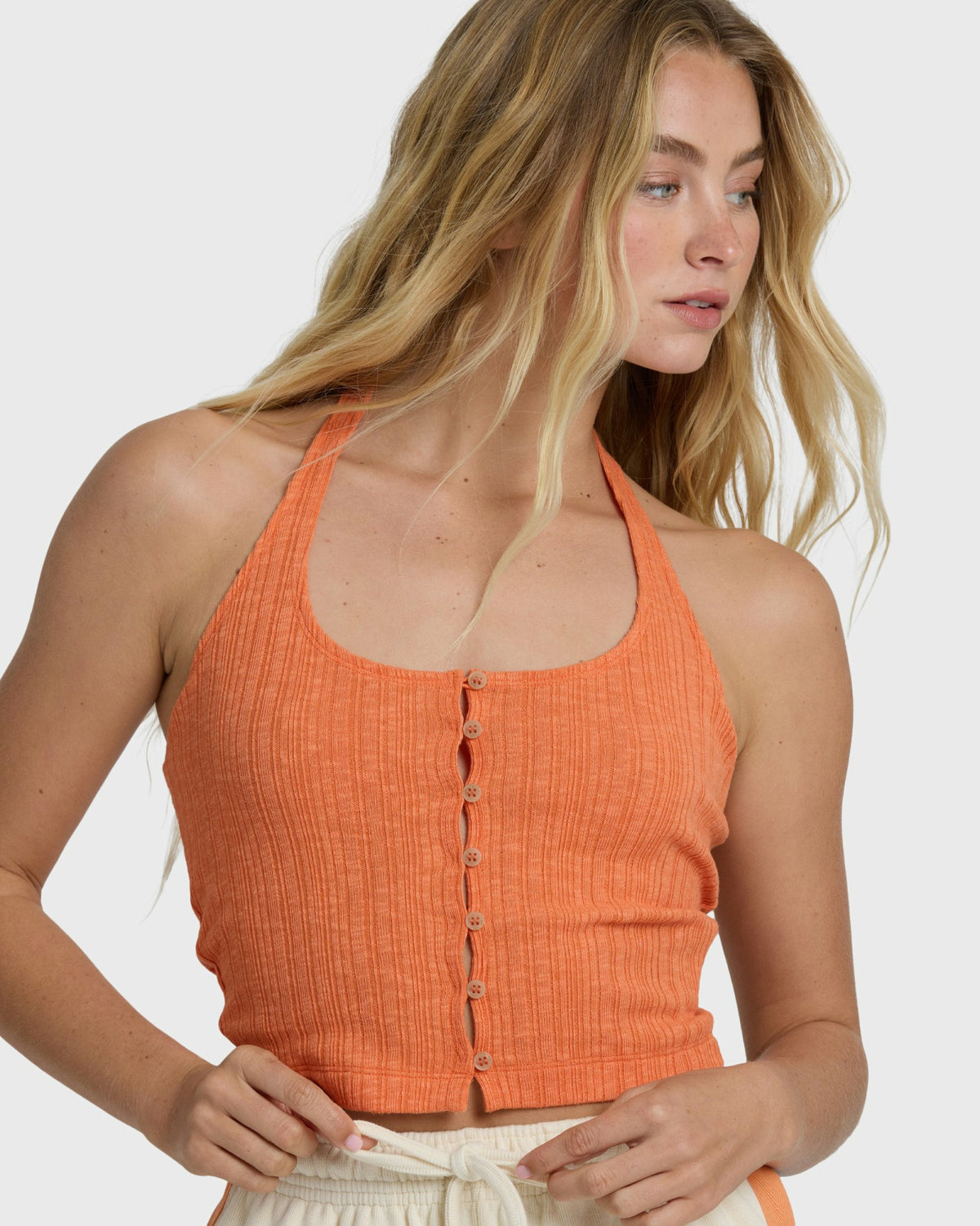 Billabong Women's Friday Night Knit Halter Top - Saffron