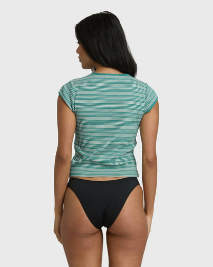 Billabong Women's Oslo short Sleeve knit Top - Bay Blue