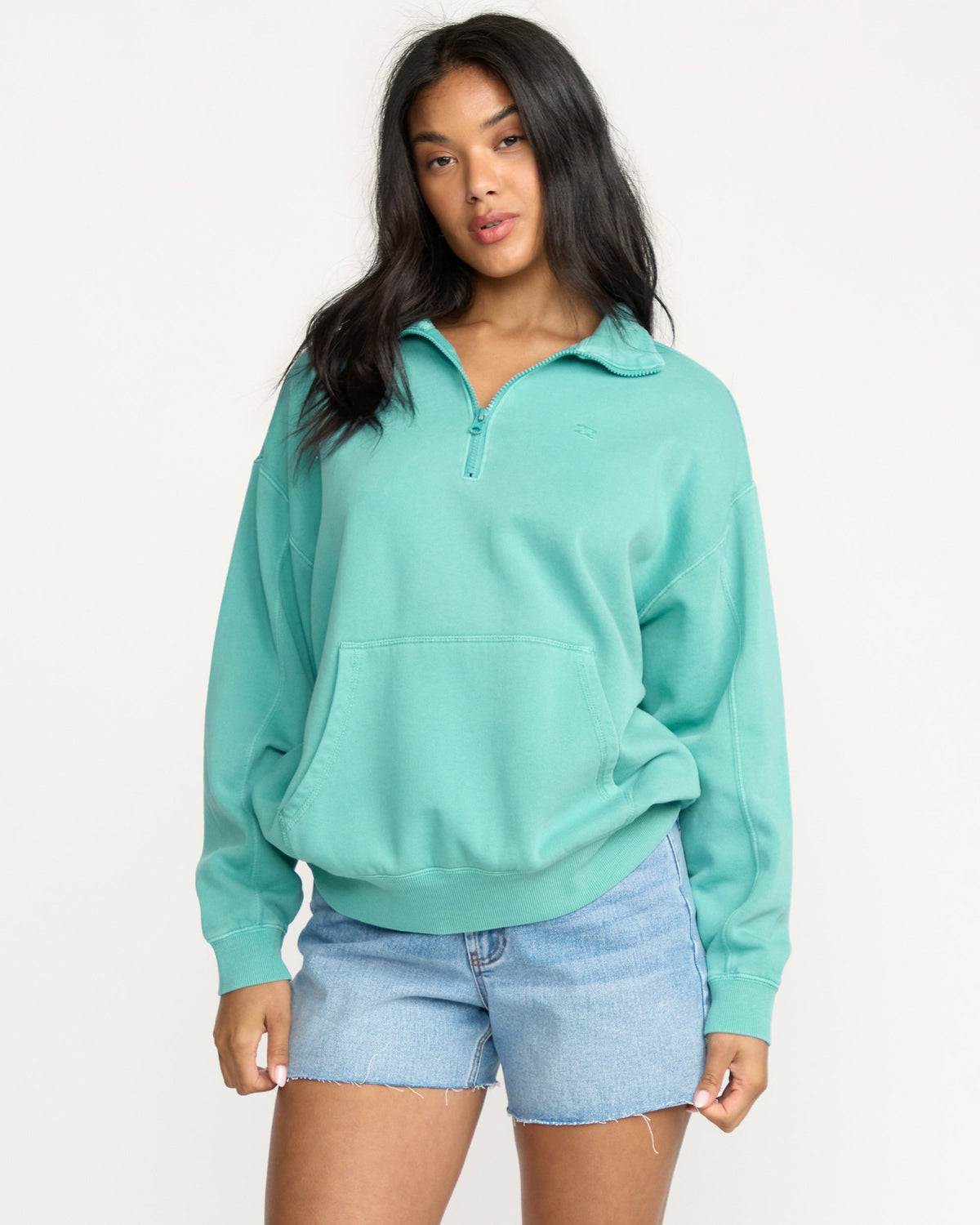 Billabong Women's Hula Half Zip Sweatshirt - Blue Bird
