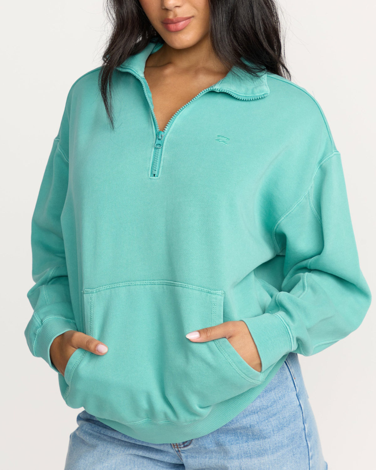 Billabong Women's Hula Half Zip Sweatshirt - Blue Bird