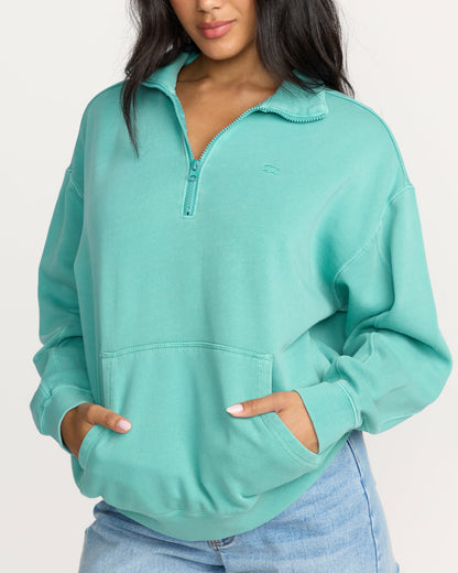 Billabong Women's Hula Half Zip Sweatshirt - Blue Bird