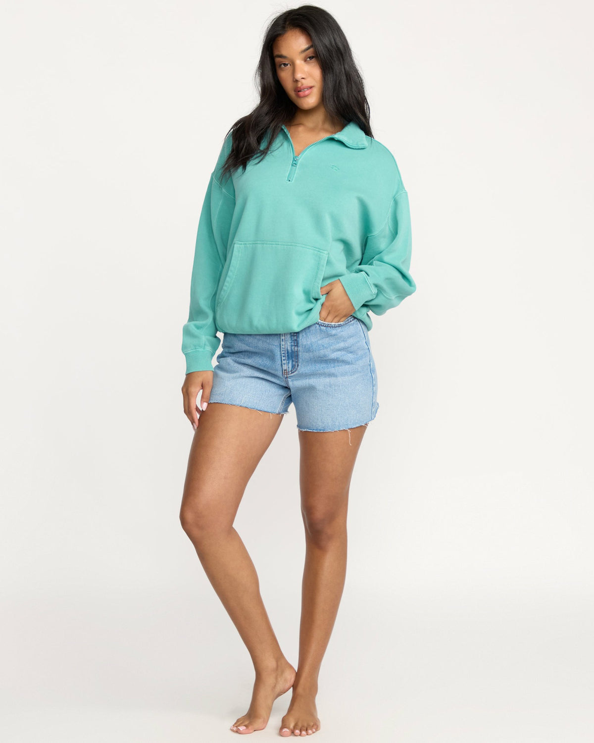 Billabong Women's Hula Half Zip Sweatshirt - Blue Bird
