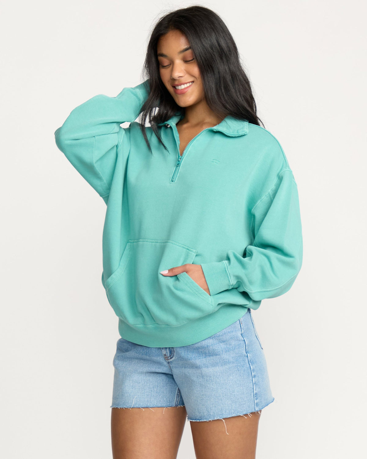Billabong Women's Hula Half Zip Sweatshirt - Blue Bird