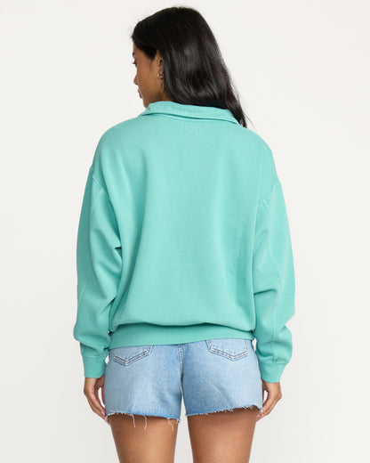 Billabong Women's Hula Half Zip Sweatshirt - Blue Bird