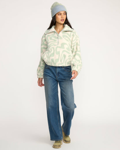 Billabong Women's A\/Div Barra Half Zip Sherpa Fleece - Green Haze