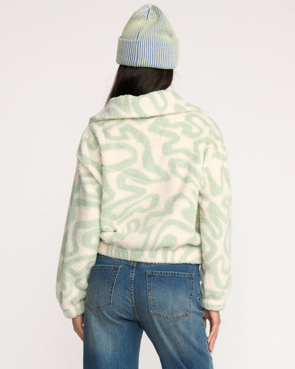 Billabong Women's A\/Div Barra Half Zip Sherpa Fleece - Green Haze