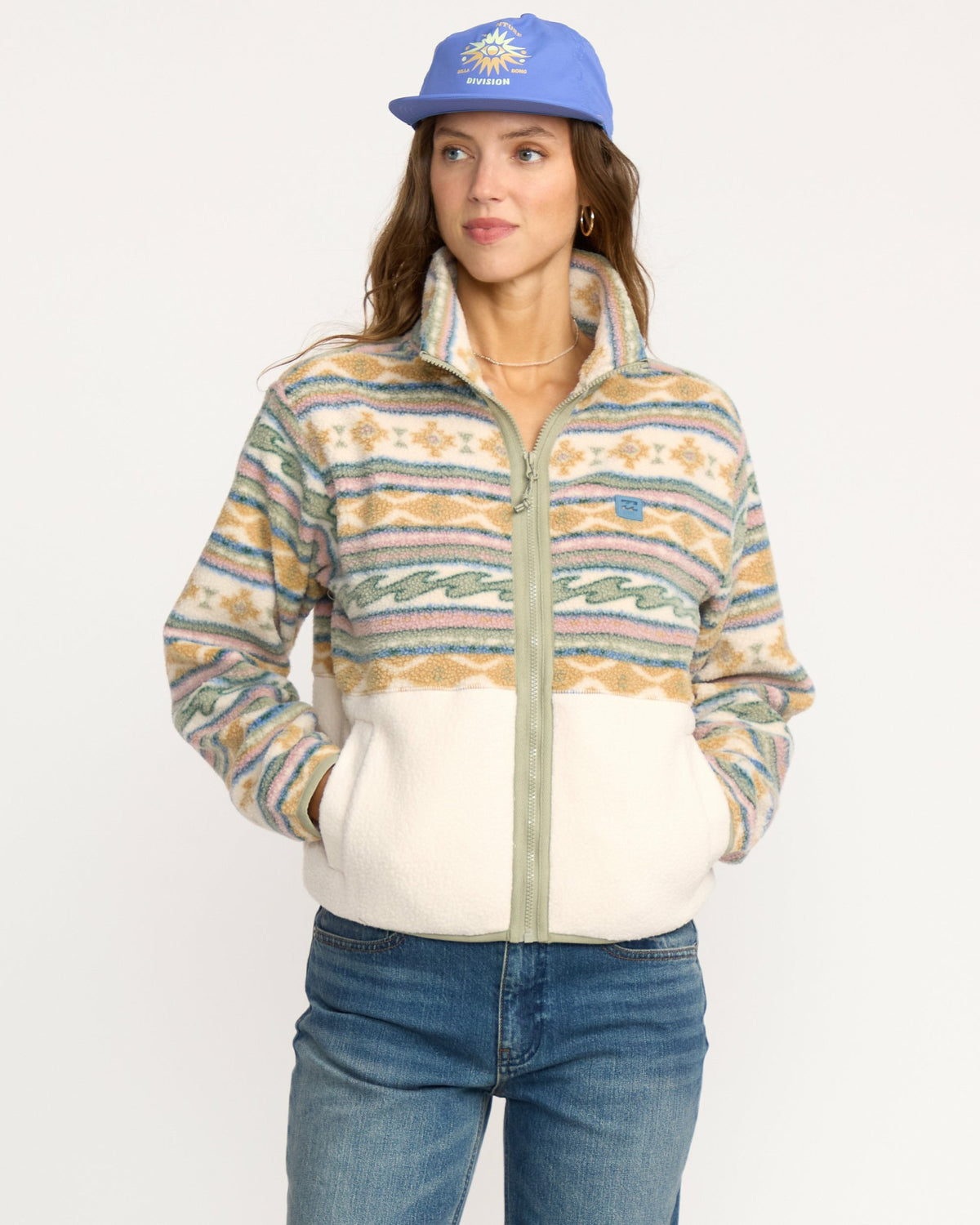 Billabong Women's A\/Div Rock Jetty Mock Neck Zip Sherpa Fleece - Whitecap