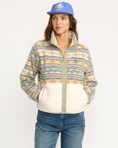 Billabong Women's A\/Div Rock Jetty Mock Neck Zip Sherpa Fleece - Whitecap