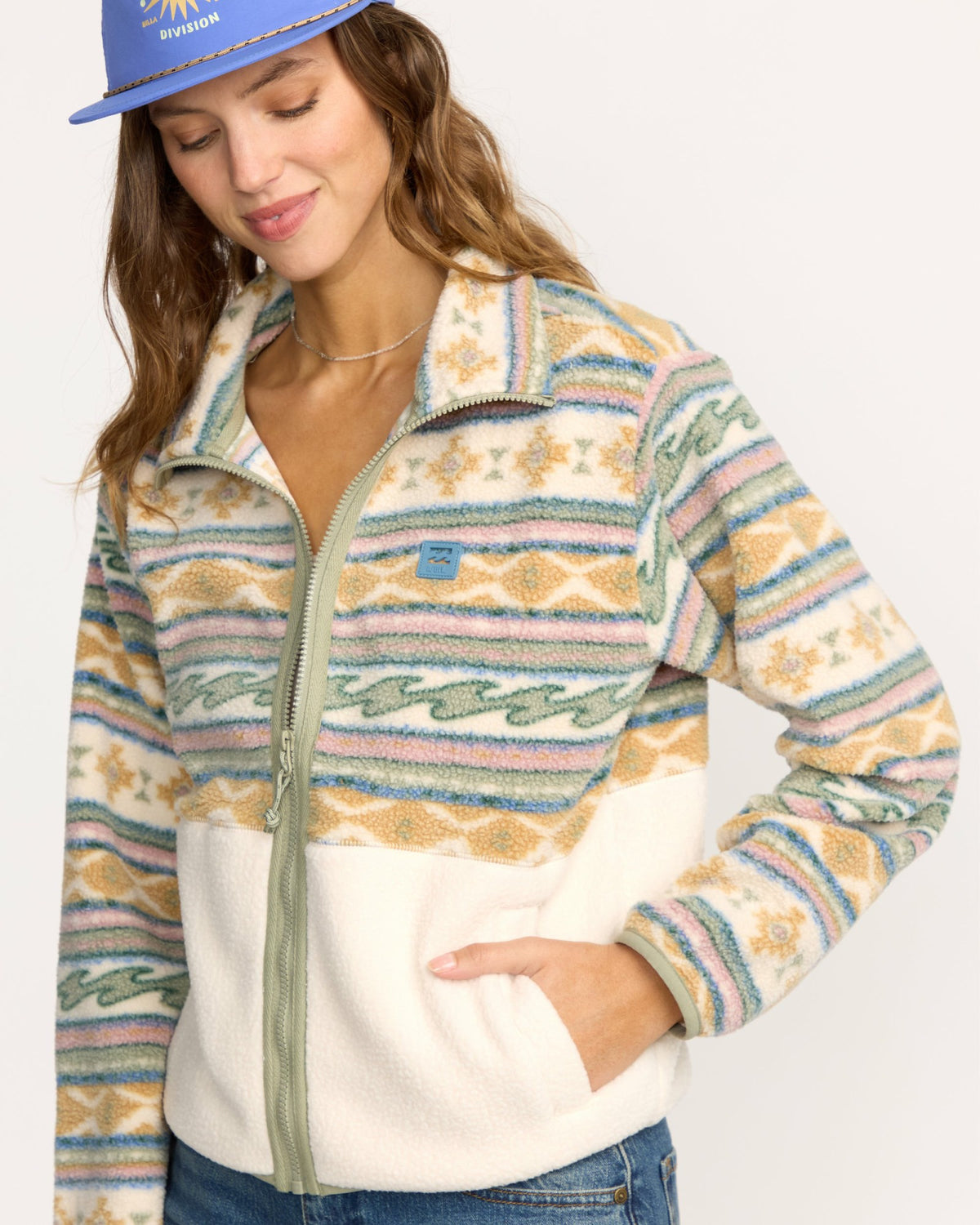 Billabong Women's A\/Div Rock Jetty Mock Neck Zip Sherpa Fleece - Whitecap