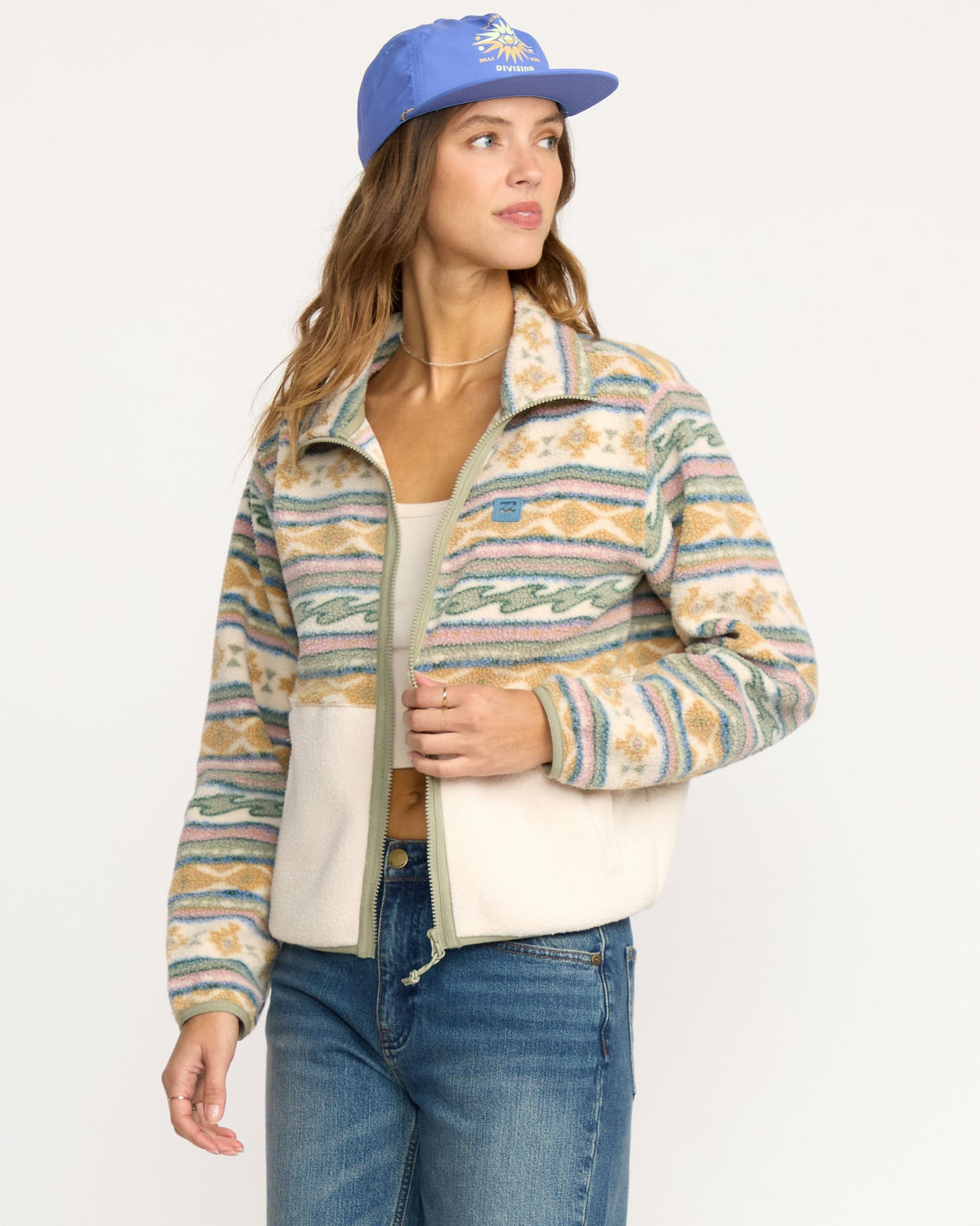 Billabong Women's A\/Div Rock Jetty Mock Neck Zip Sherpa Fleece - Whitecap