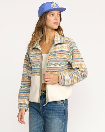 Billabong Women's A\/Div Rock Jetty Mock Neck Zip Sherpa Fleece - Whitecap