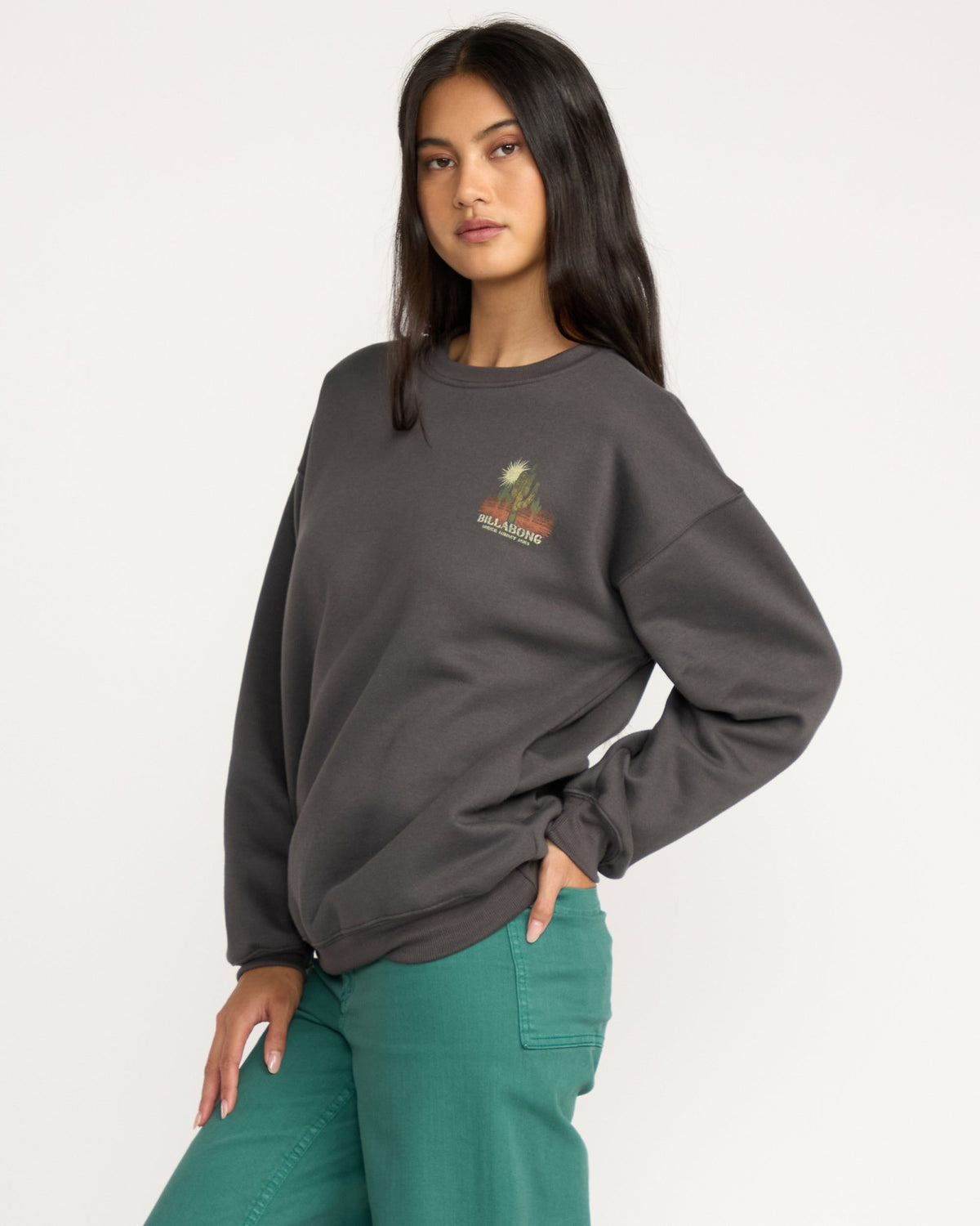 Billabong Women's Desert Break Crewneck Sweatshirt - Off Black