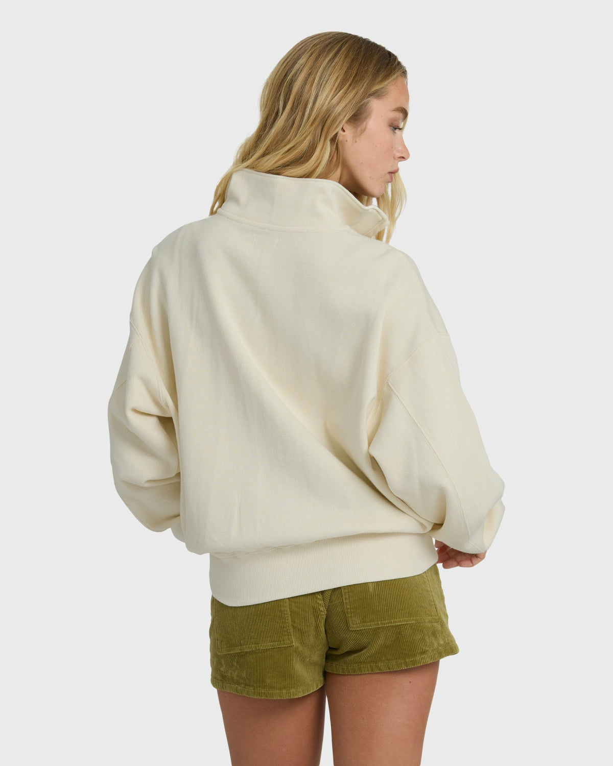 Billabong Women's Classic Feels Half Zip Pullover Sweatshirt - White Cap