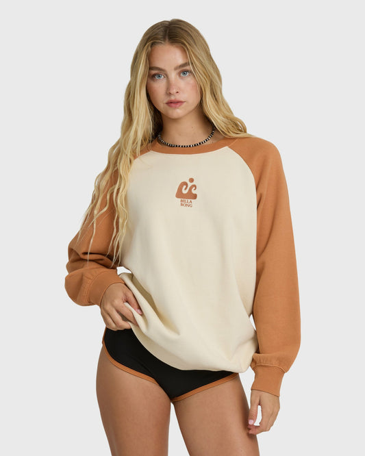 Billabong Women's Blissed Out Crewneck Sweatshirt - Caramel Cafe