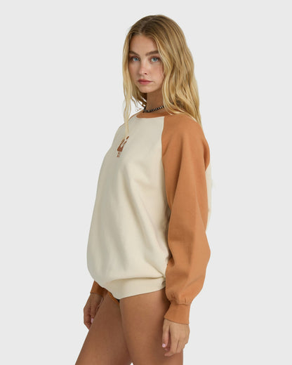 Billabong Women's Blissed Out Crewneck Sweatshirt - Caramel Cafe