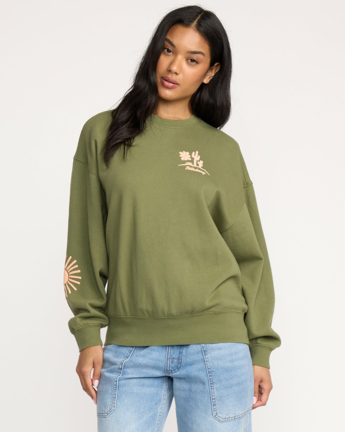 Billabong Women's Sun Wave Livin Kendal Crewneck Sweatshirt - Luv Army