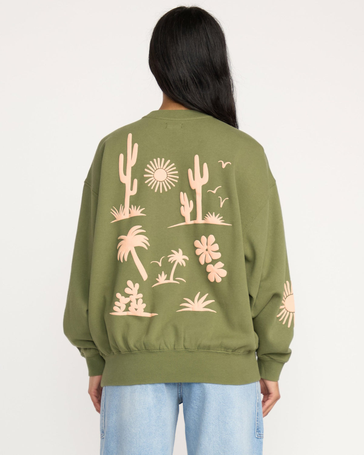 Billabong Women's Sun Wave Livin Kendal Crewneck Sweatshirt - Luv Army