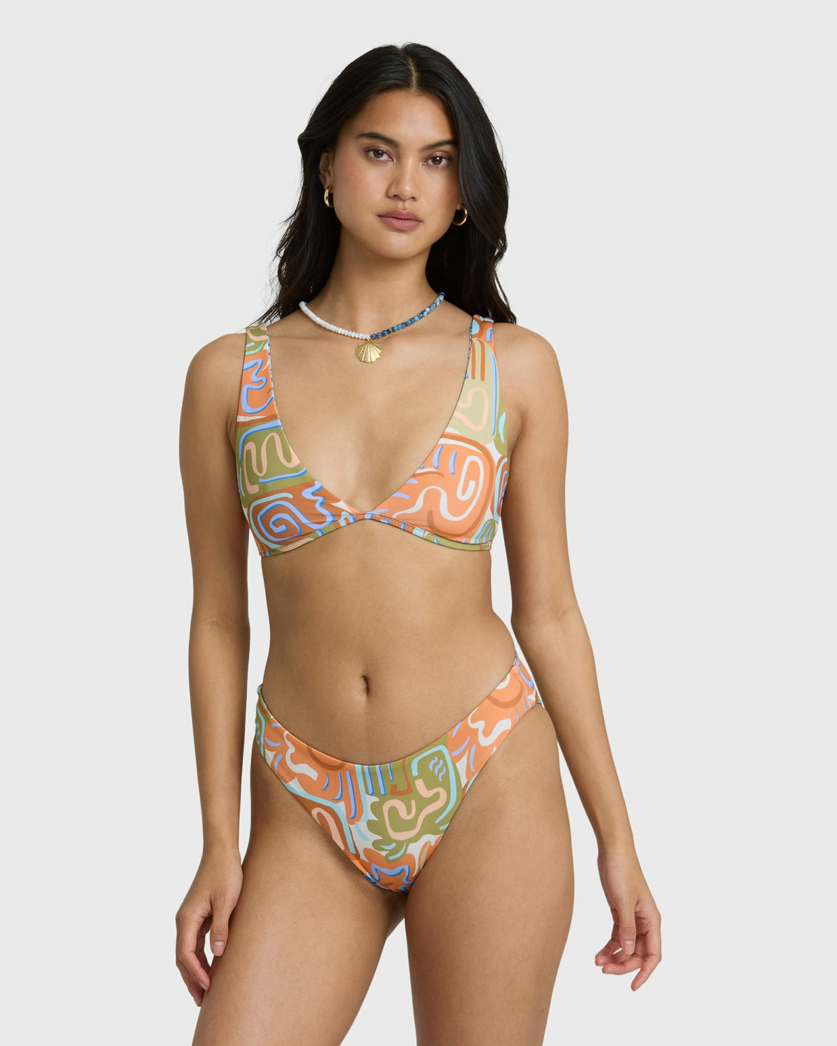 Billabong Women's Le Surf Reversible Ava Tank Swim Tank Bikini Top - Orange Multi