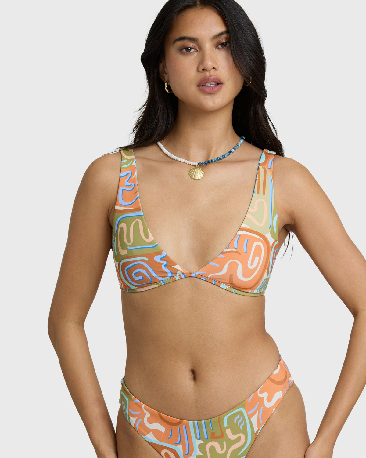 Billabong Women's Le Surf Reversible Ava Tank Swim Tank Bikini Top - Orange Multi
