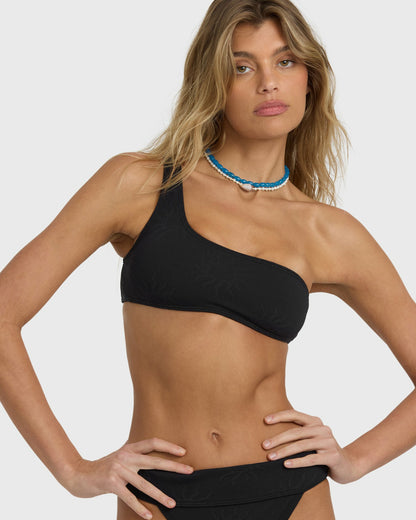 Billabong Women's Laura Twisted Sun One-shoulder Tank Bikini Top - Black Pebble