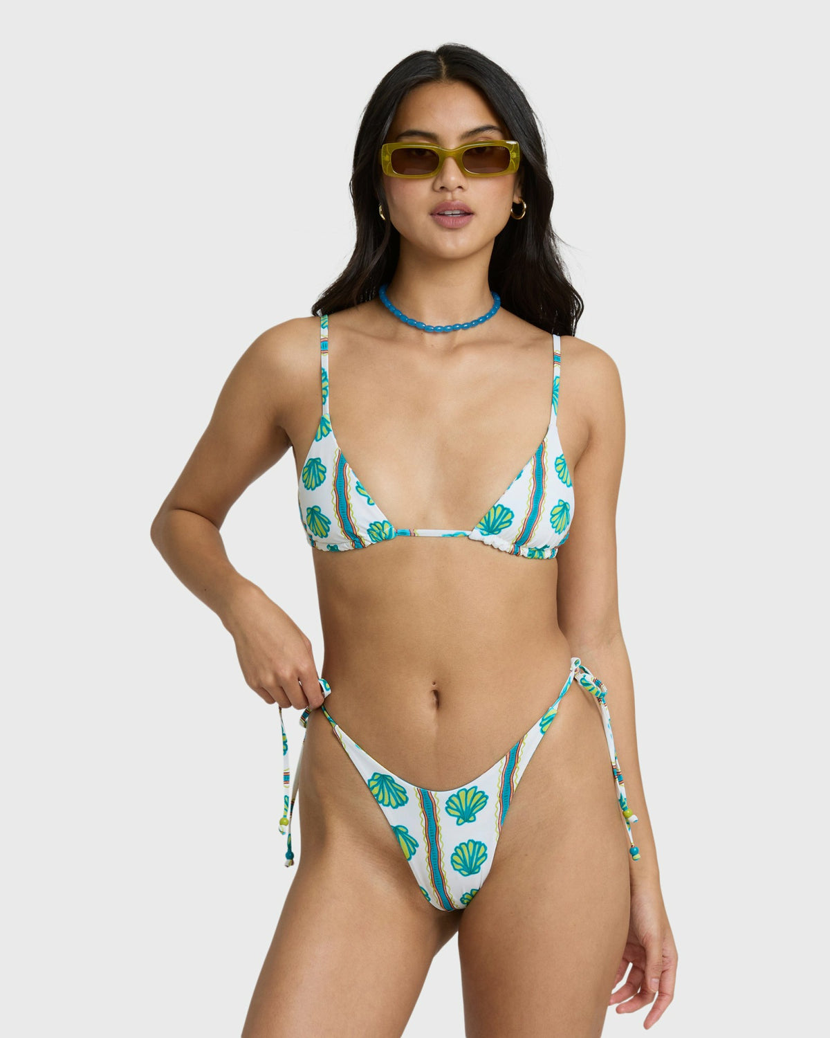 Billabong Women's Salty Waves Reversible Tie-side Dippi Skimpy Bikini Bottom - Salt Crystal