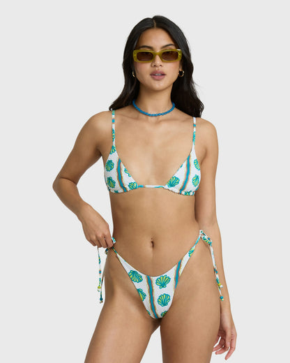 Billabong Women's Salty Waves Reversible Tie-side Dippi Skimpy Bikini Bottom - Salt Crystal