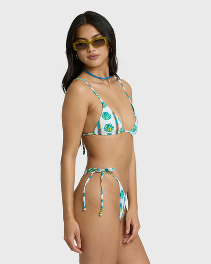 Billabong Women's Salty Waves Reversible Tie-side Dippi Skimpy Bikini Bottom - Salt Crystal
