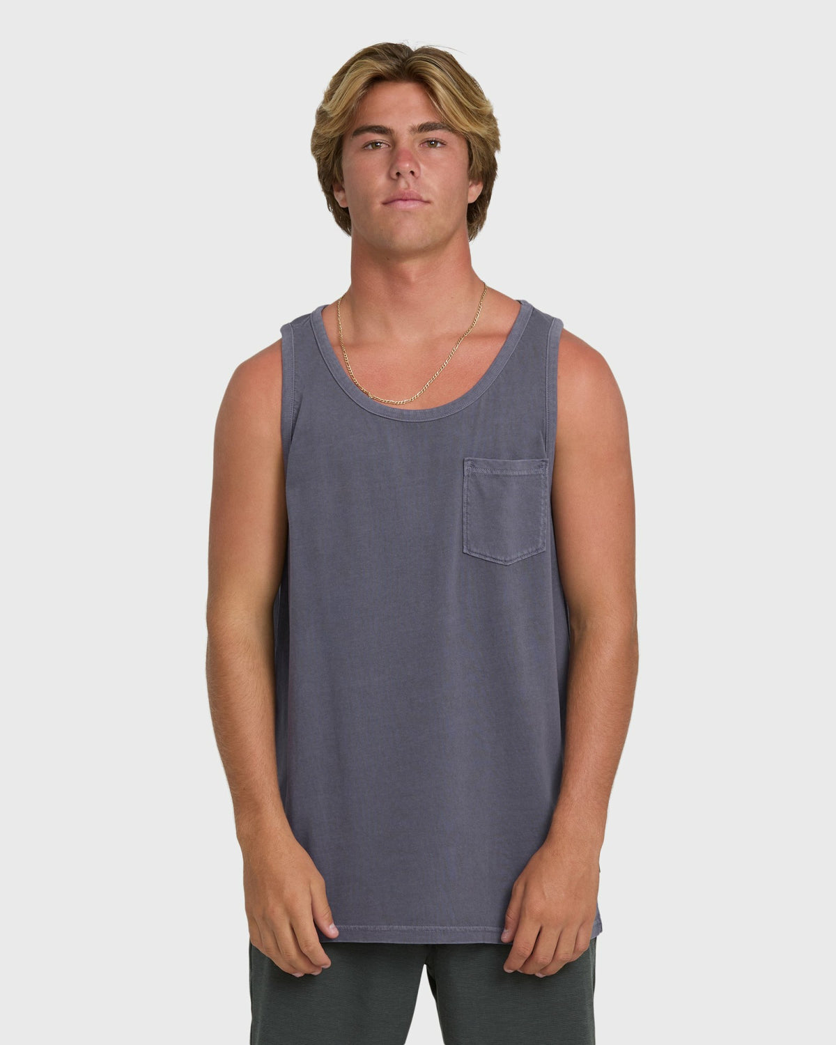 Billabong Men's Essential Pocket Wave Washed Premium Tank Top - Graystone
