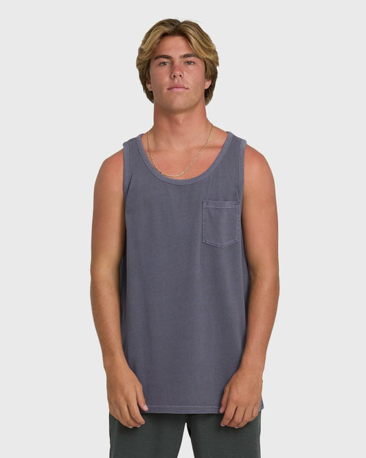 Billabong Men's Essential Pocket Wave Washed Premium Tank Top - Graystone