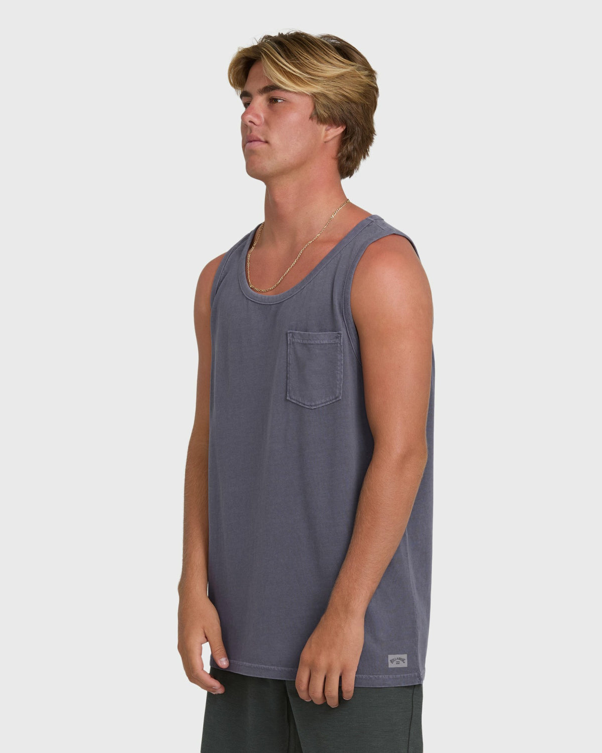 Billabong Men's Essential Pocket Wave Washed Premium Tank Top - Graystone