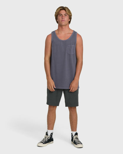 Billabong Men's Essential Pocket Wave Washed Premium Tank Top - Graystone