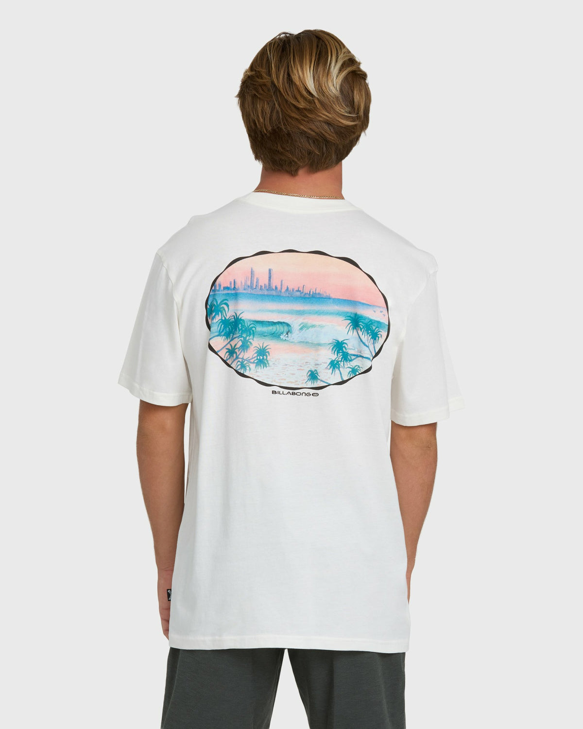 Billabong Men's Nanda Ormond Burleigh Heads Premium Short Sleeve Cotton T-Shirt - Off White
