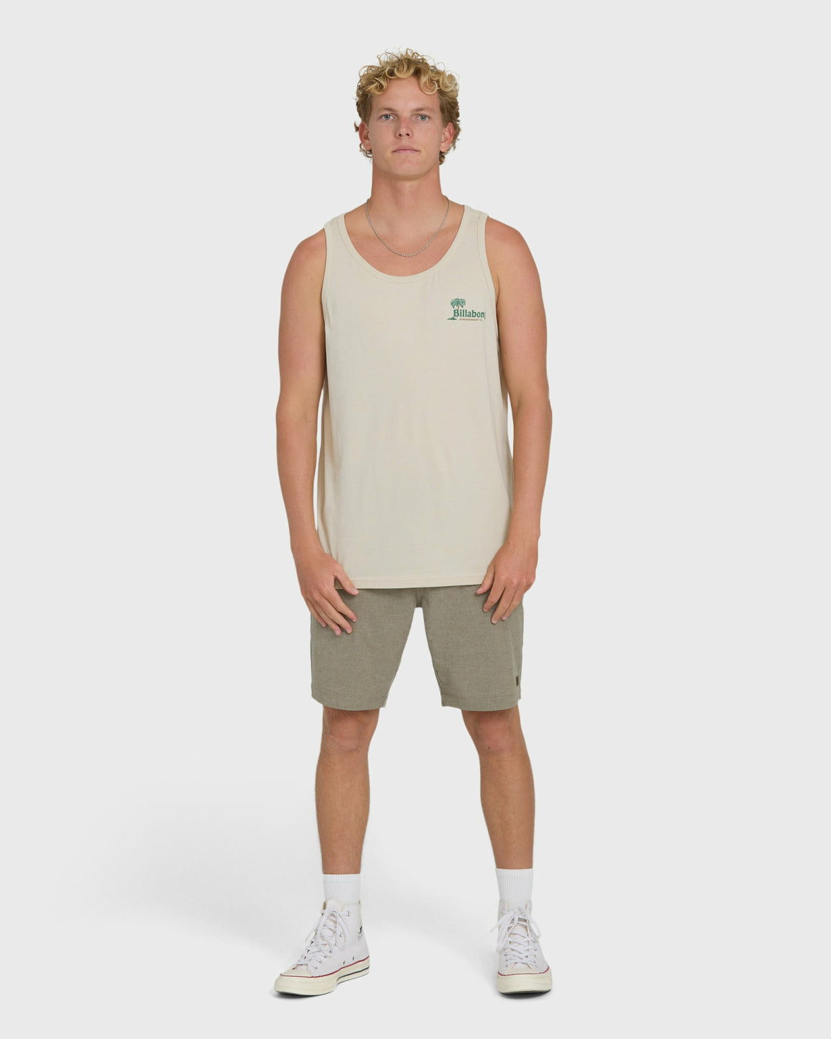 Billabong Men's Check Out Premium Tank Top - Oatmeal