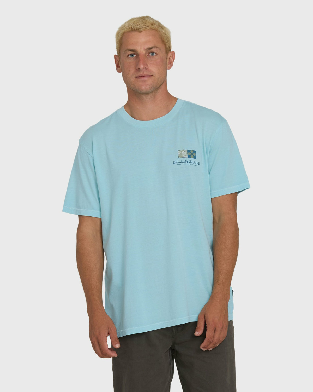 Billabong Men's Glyph Wave Washed Premium Short Sleeve Cotton T-Shirt - Coastal Blue