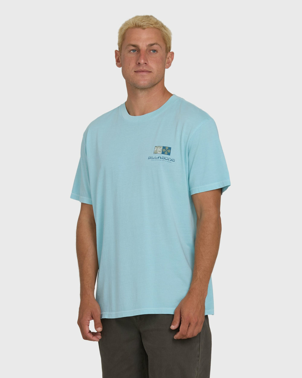 Billabong Men's Glyph Wave Washed Premium Short Sleeve Cotton T-Shirt - Coastal Blue