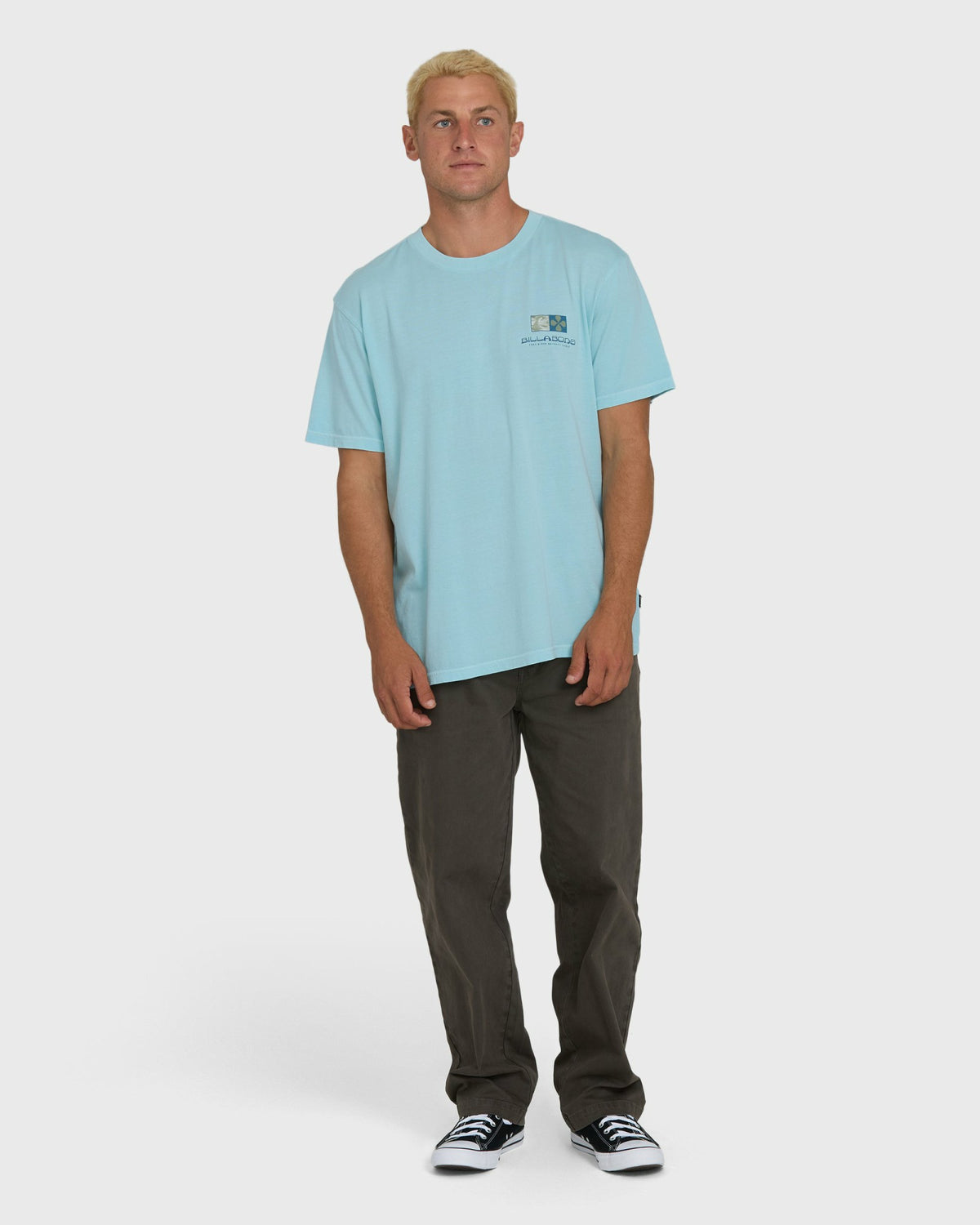 Billabong Men's Glyph Wave Washed Premium Short Sleeve Cotton T-Shirt - Coastal Blue
