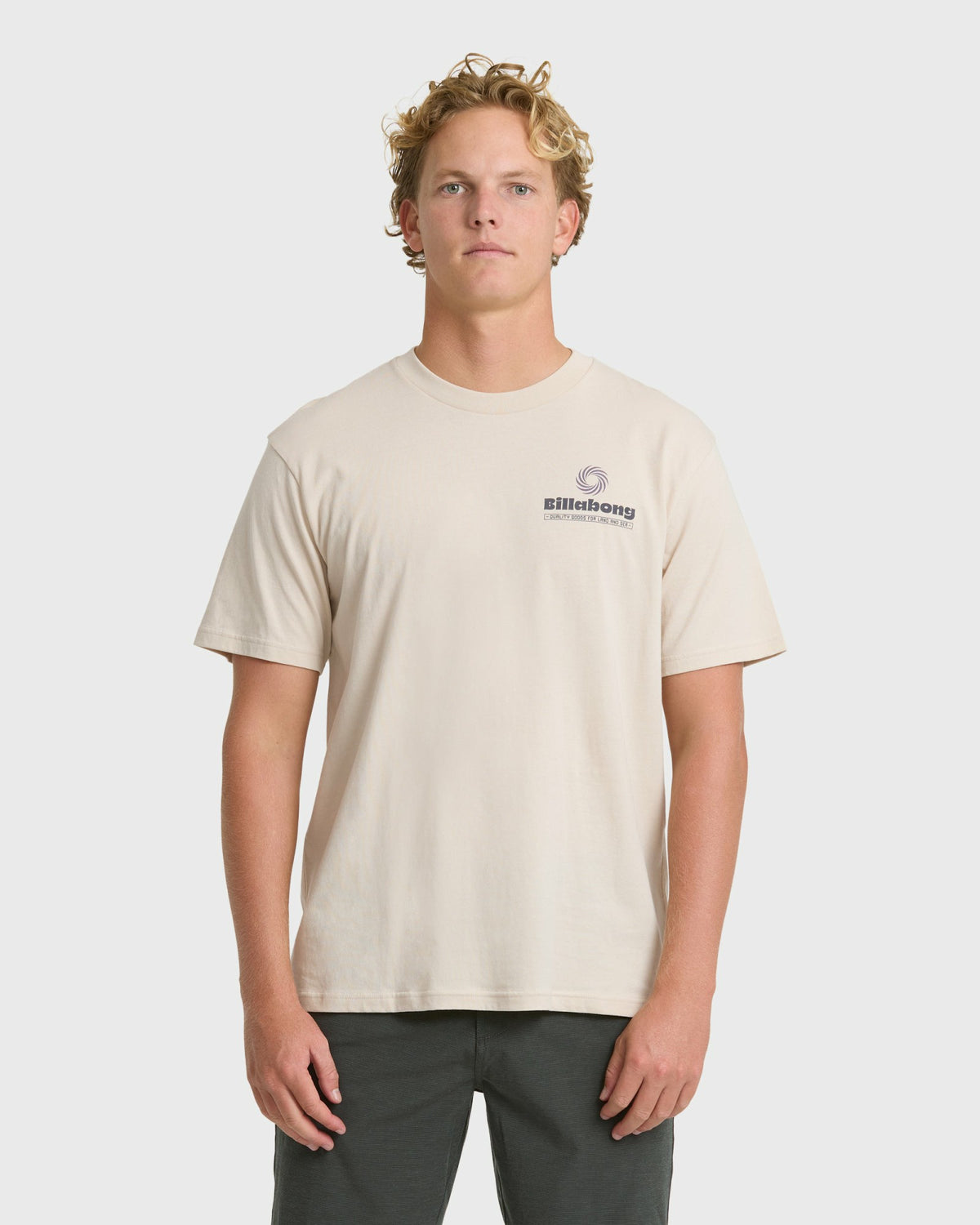 Billabong Men's Single Fin Premium Short Sleeve T-Shirt - Oatmeal