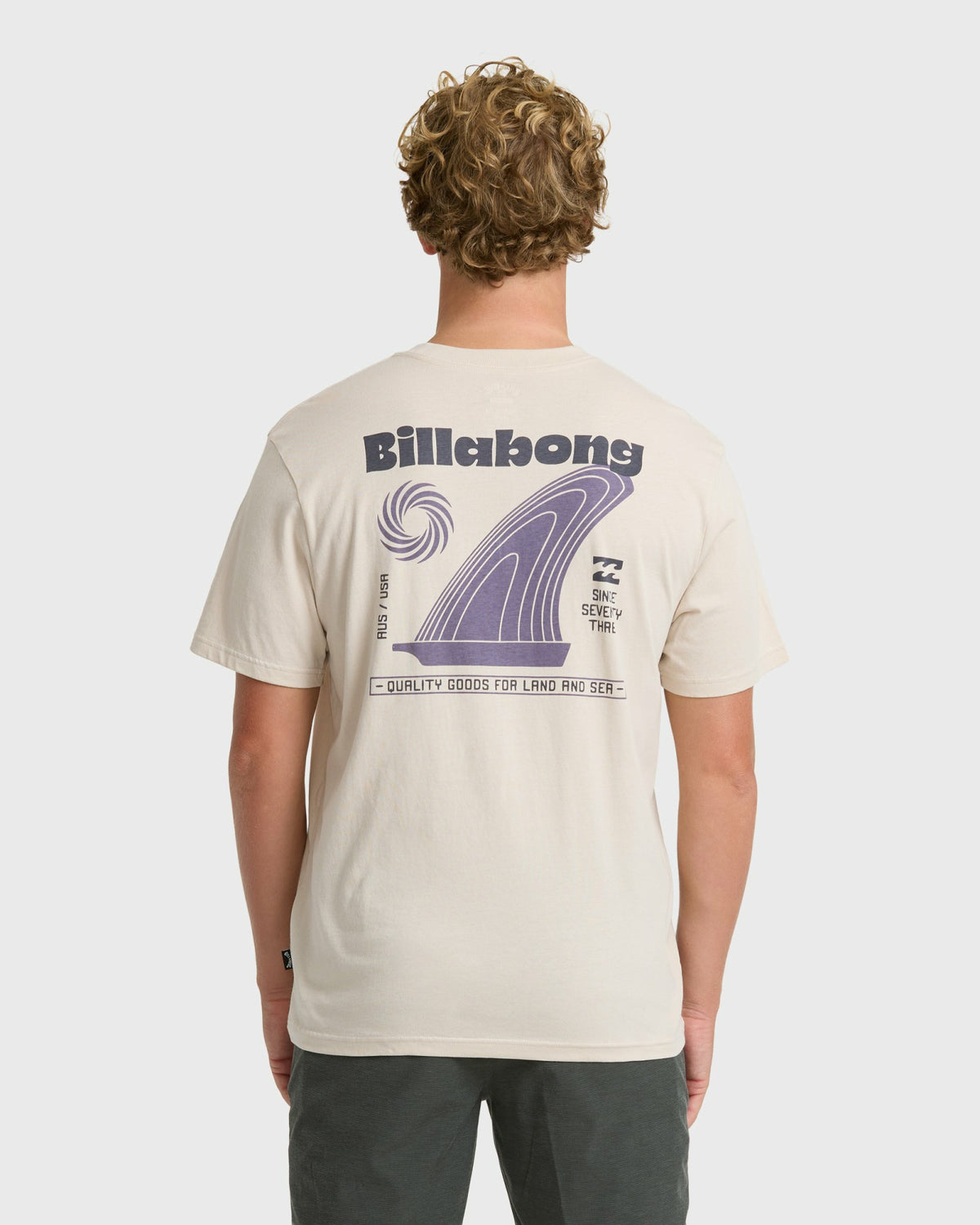 Billabong Men's Single Fin Premium Short Sleeve T-Shirt - Oatmeal