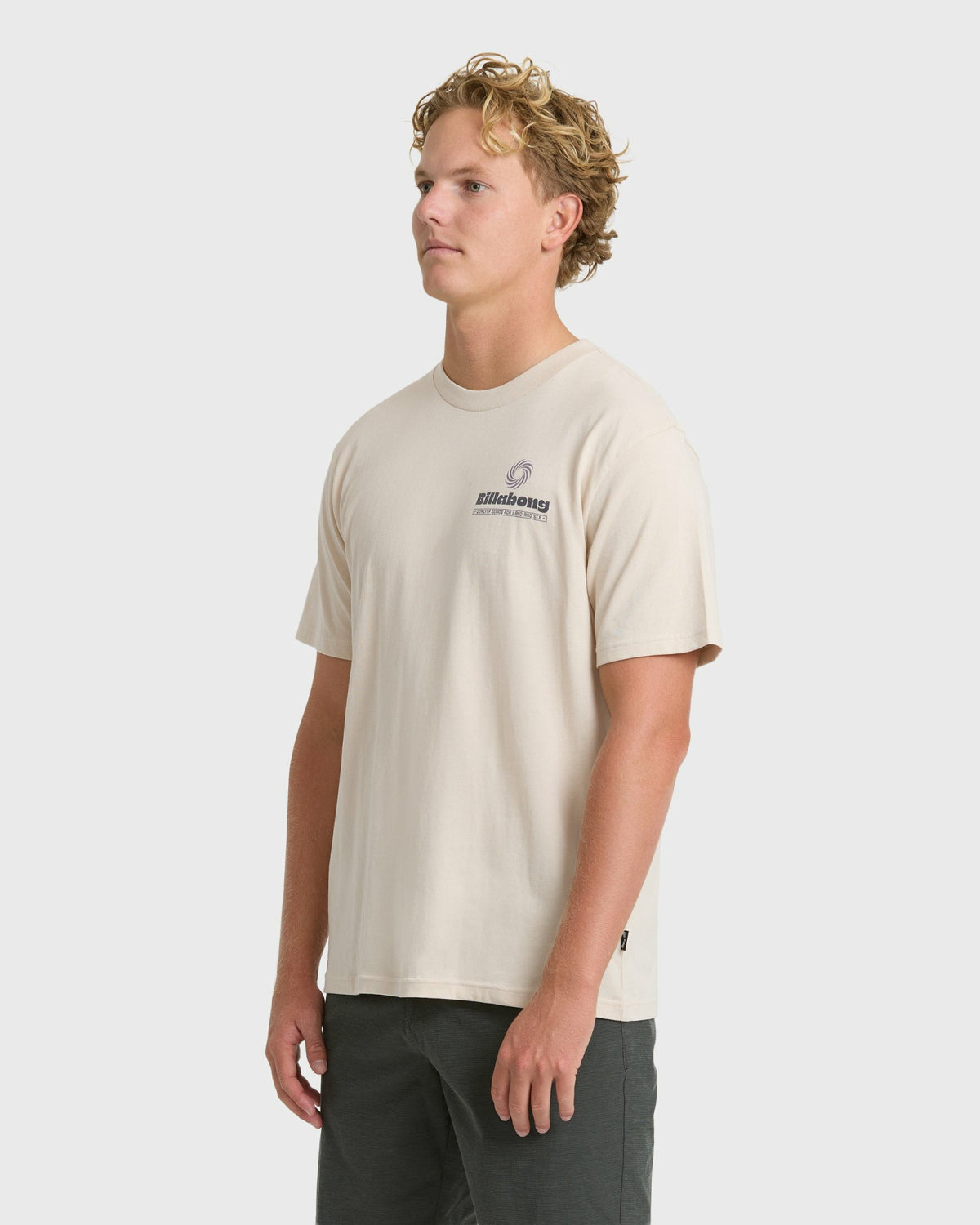 Billabong Men's Single Fin Premium Short Sleeve T-Shirt - Oatmeal