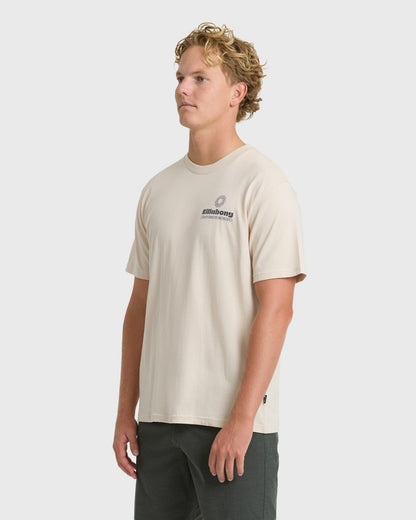 Billabong Men's Single Fin Premium Short Sleeve T-Shirt - Oatmeal