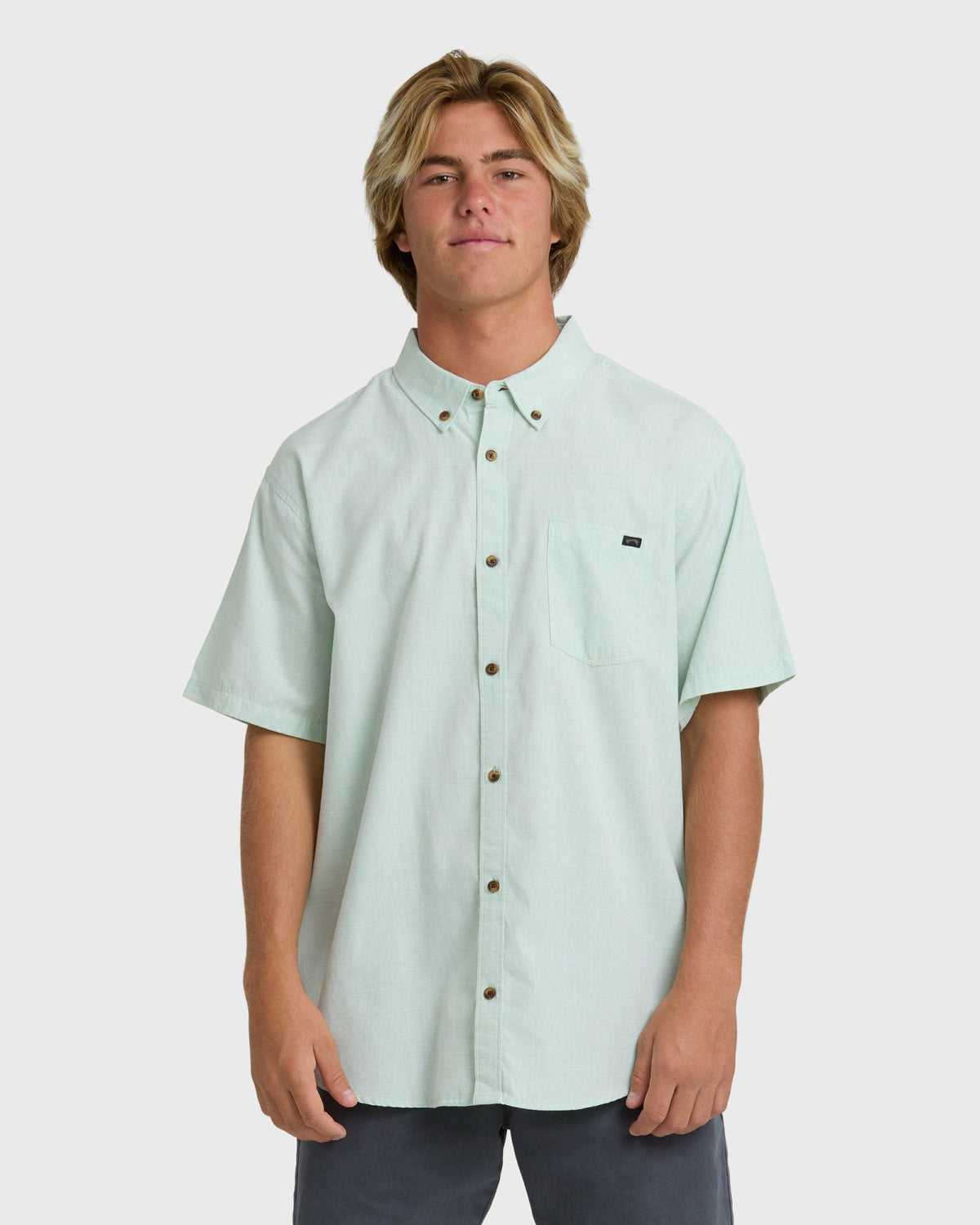 Billabong Men's All Day Short Sleeve Shirt - Granite Green