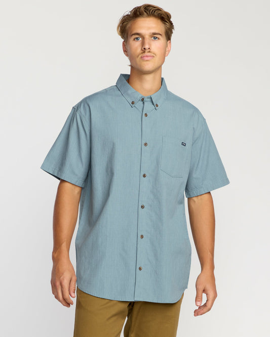 Billabong Men's All Day Short Sleeve Shirt - Steel Blue