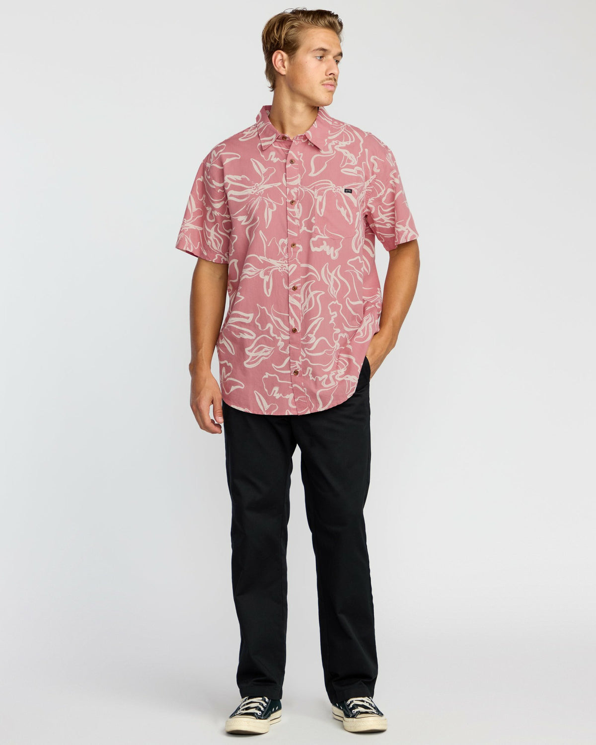 Billabong Men's Sundays Short Sleeve Shirt - Faded Rose