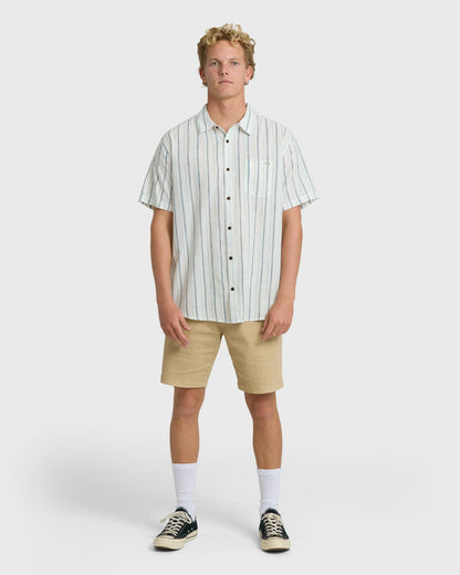 Billabong Men's All Day Stripe Short Sleeve Shirt - Cream