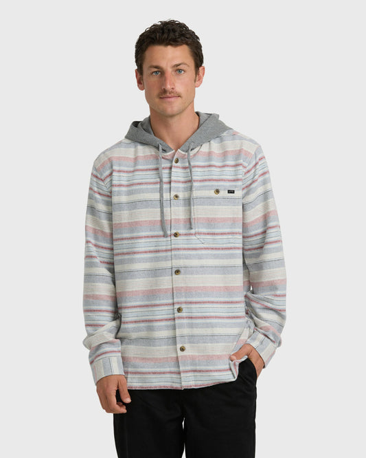 Billabong Men's Baja Long Sleeve Flannel Shirt - Off White