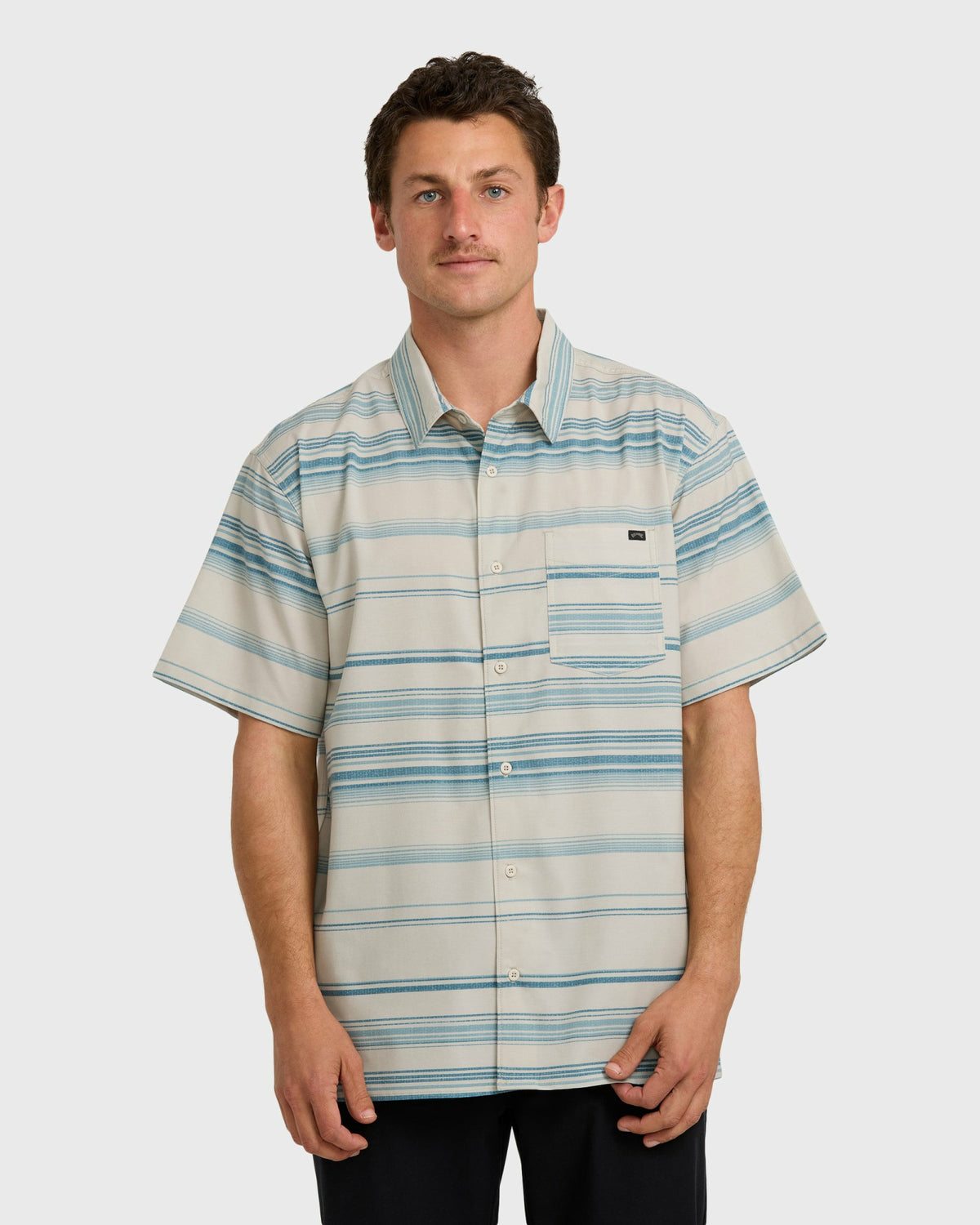 Billabong Men's All Day Stripe Short Sleeve Shirt - Dusty Blue