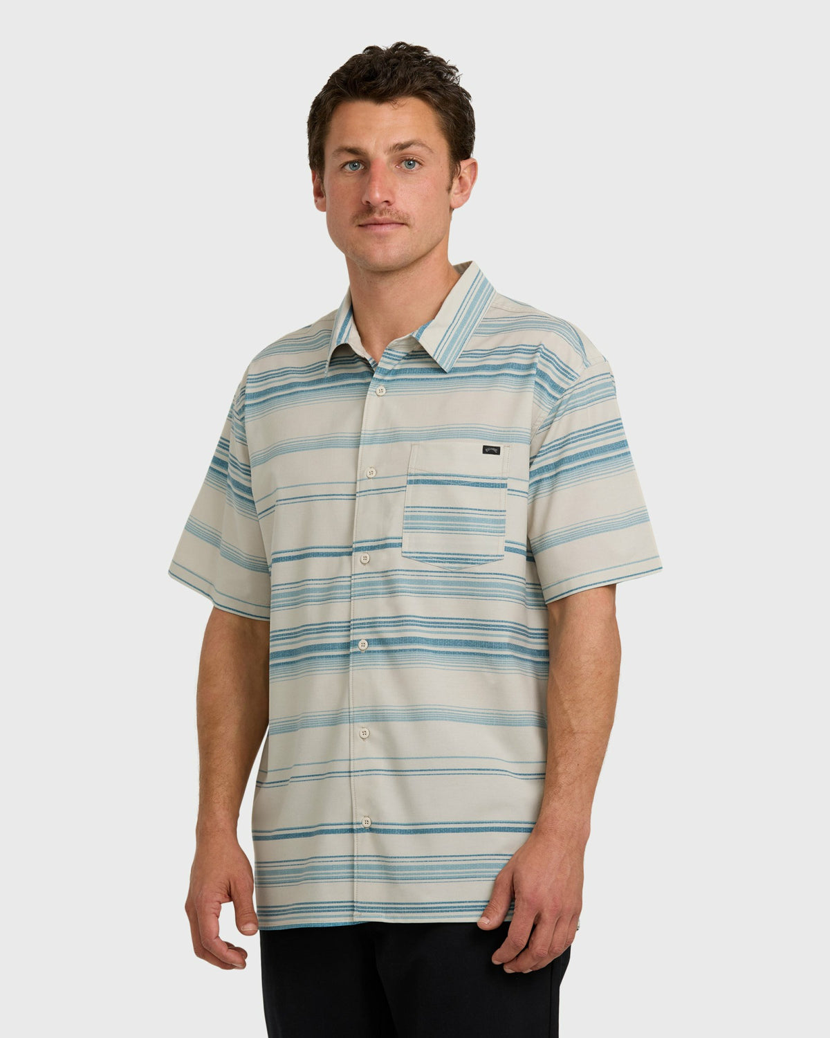 Billabong Men's All Day Stripe Short Sleeve Shirt - Dusty Blue