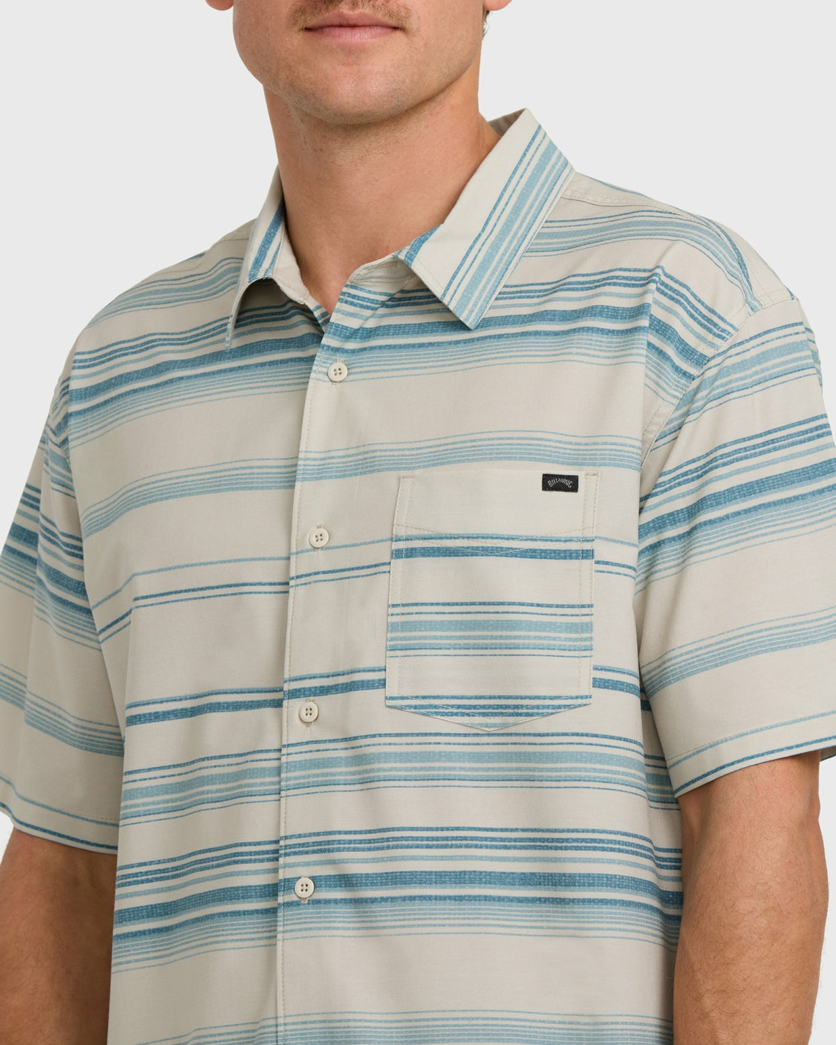 Billabong Men's All Day Stripe Short Sleeve Shirt - Dusty Blue