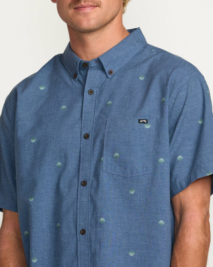 Billabong Men's All Day Jacquard Short Sleeve Shirt - Deep Blue