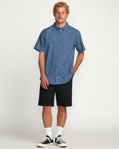 Billabong Men's All Day Jacquard Short Sleeve Shirt - Deep Blue